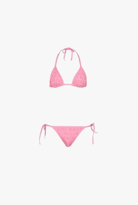 Pink bikini with Balmain monogram pattern - 1