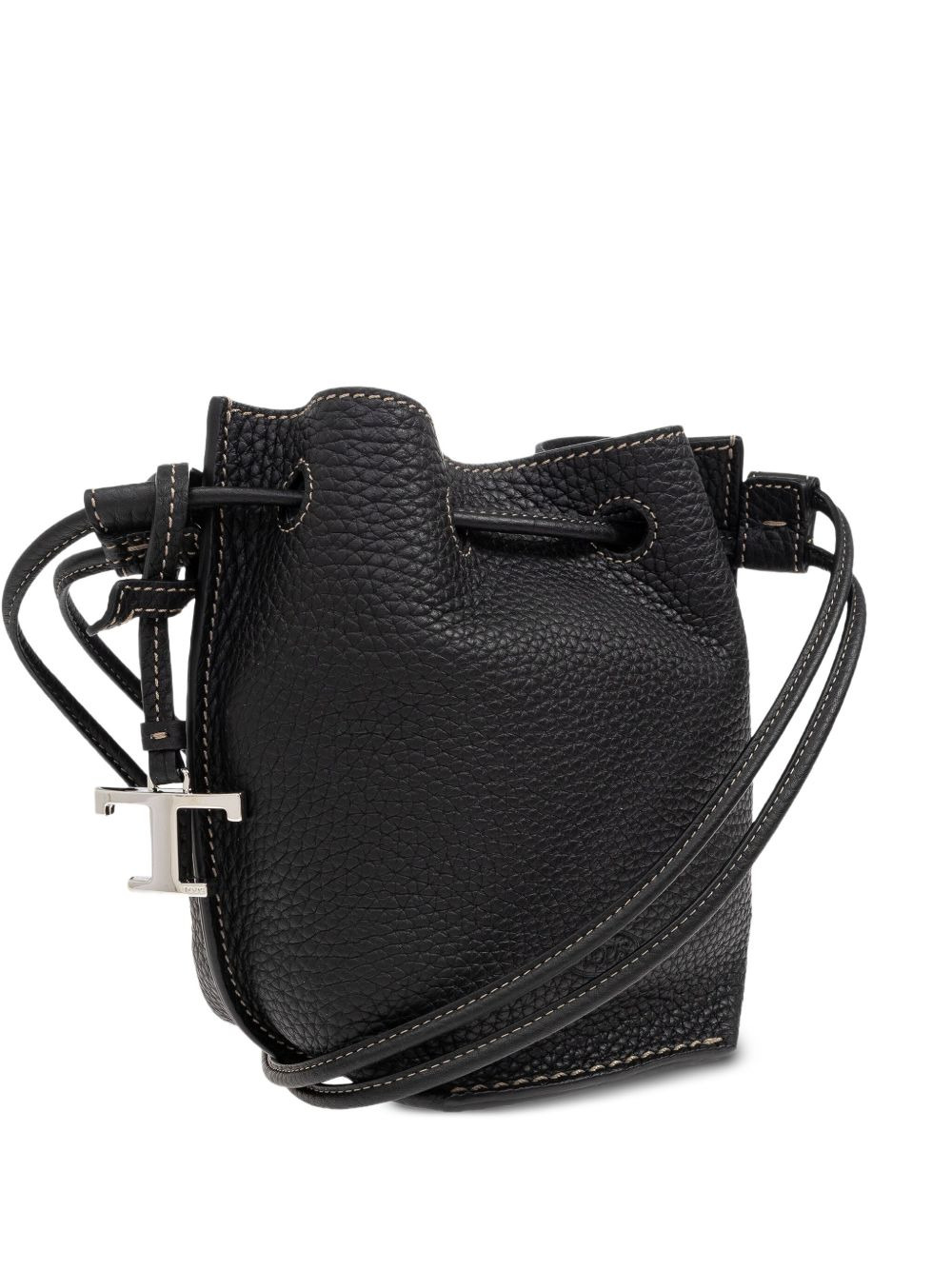 drawstring leather bucket bag - 3