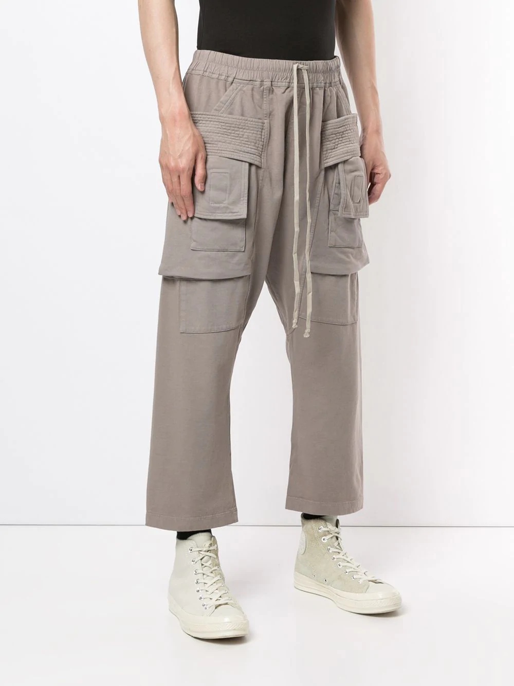 drawstring waist cargo pants - 3