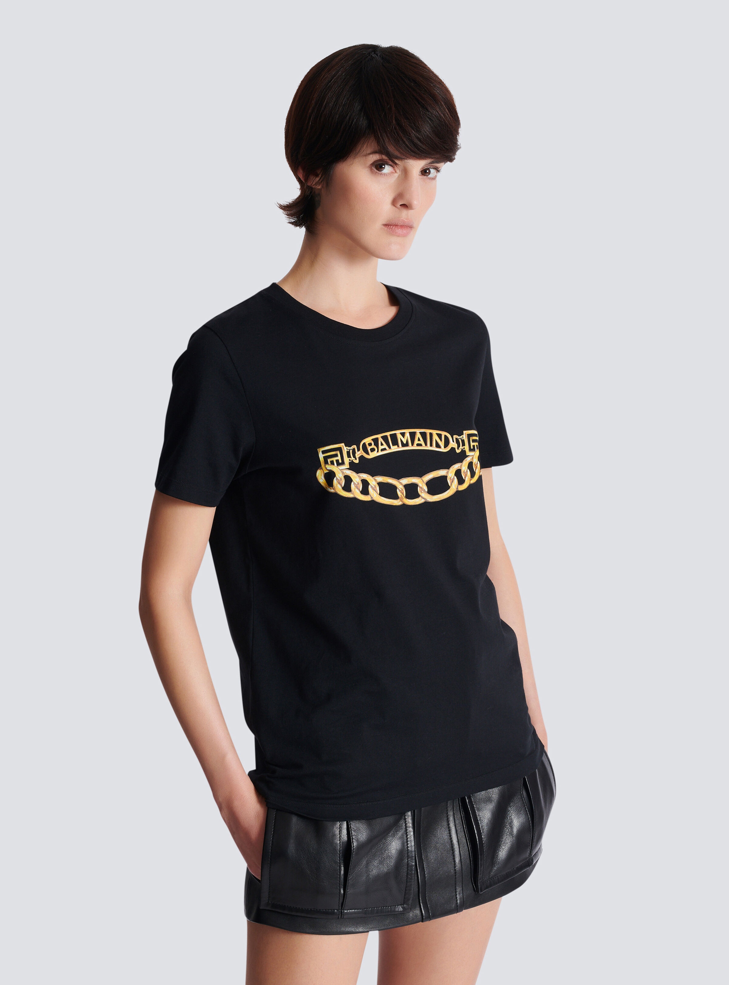 Short-sleeved Balmain Chain print T-shirt - 6