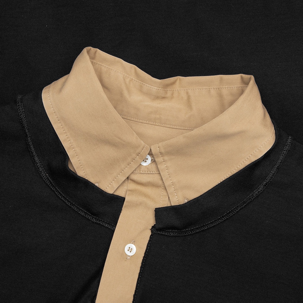 LAYERED POLO SHIRT - BLACK/CAMEL - 3