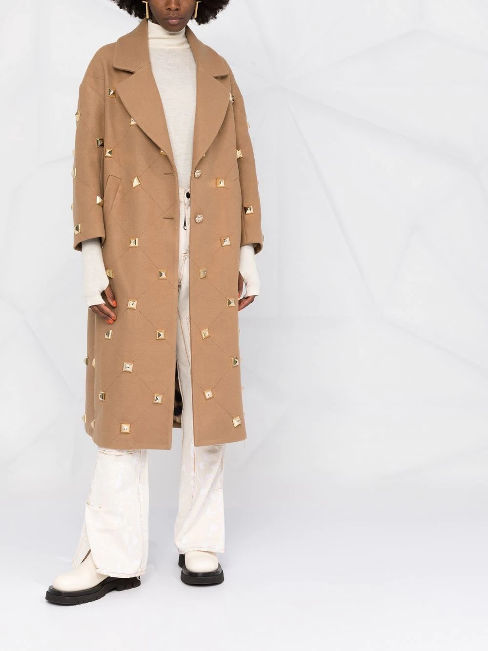 stud-detailed button-front coat - 2