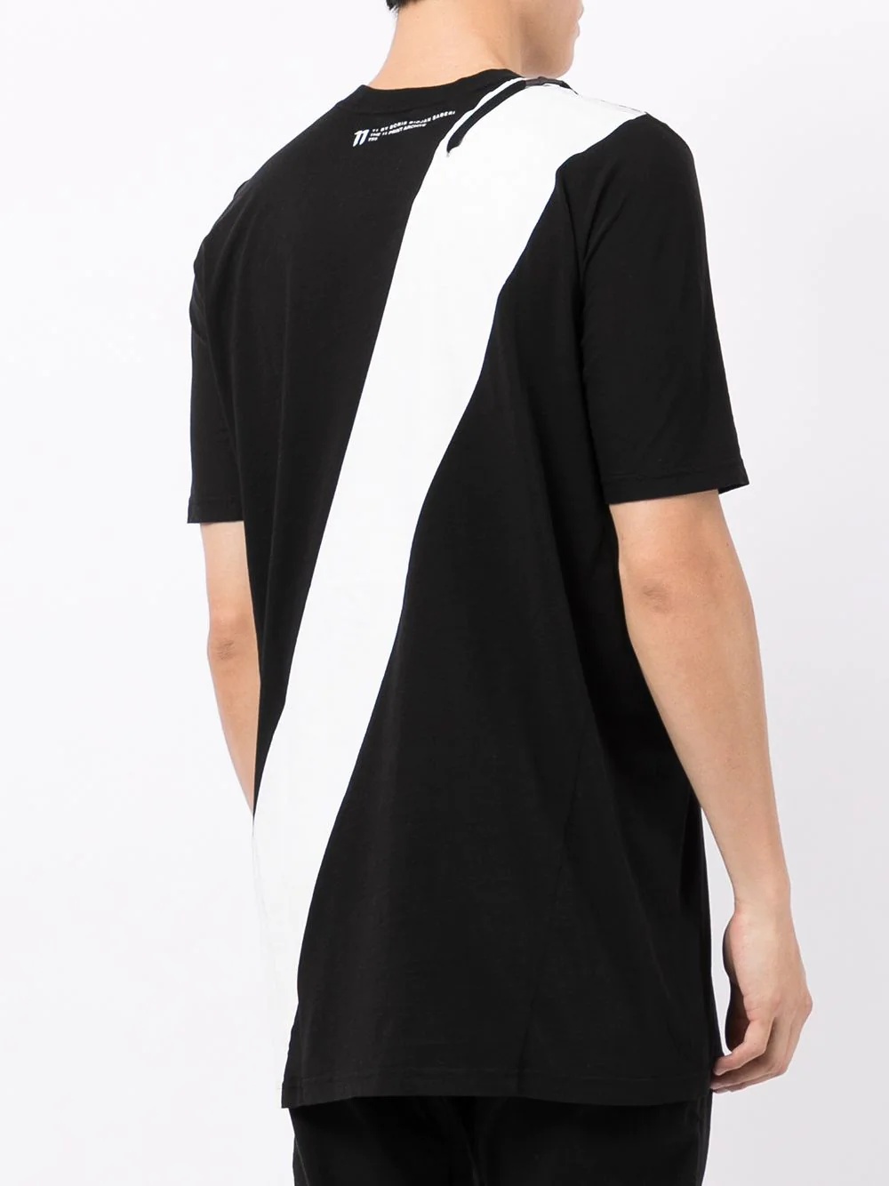 diagonal stripe contrast T-shirt - 4