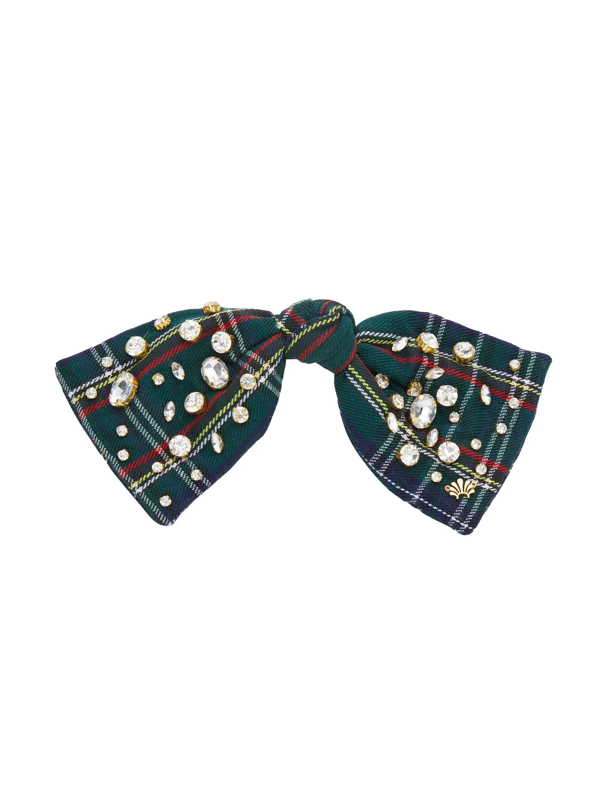 Women's Paloma Crystal Bow Barrette - Holiday Plaid - 1