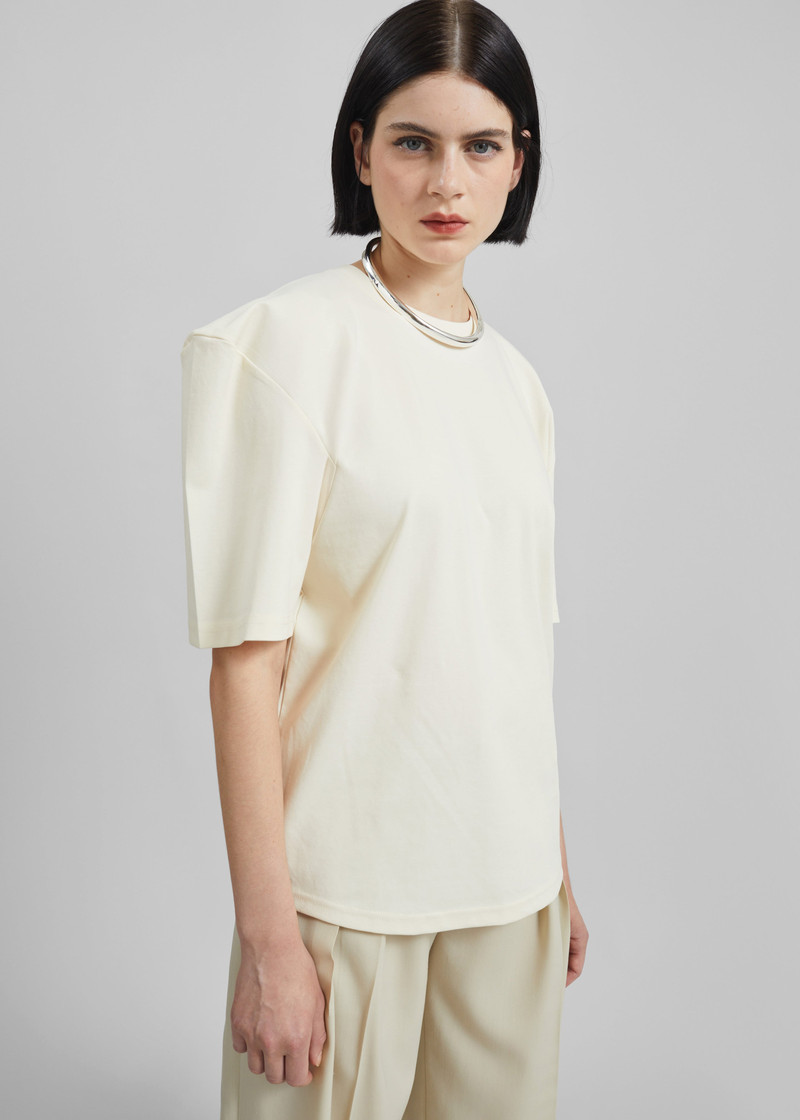 Laval Sculpted Sleeve T-Shirt - Cream 3