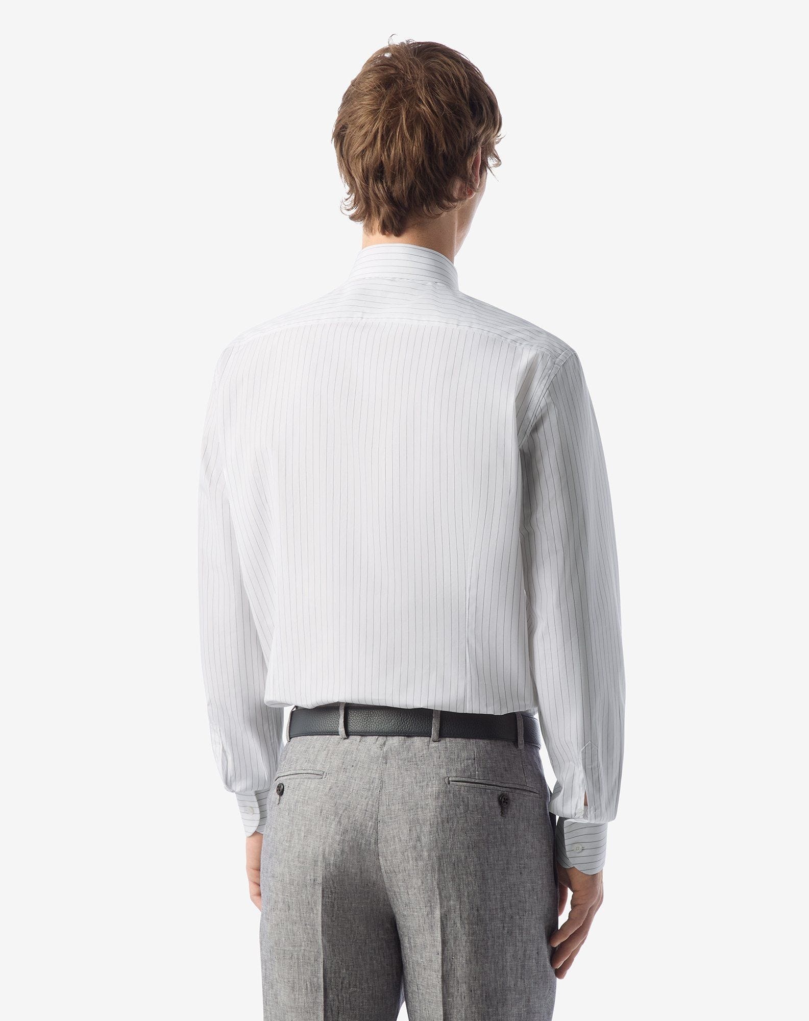 Cotton poplin shirt with black stripes - 3