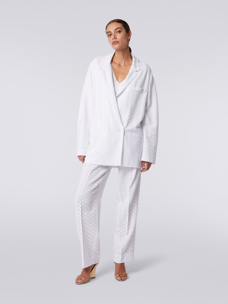Missoni Double-breasted blazer in tonal zigzag cotton and viscose outlook