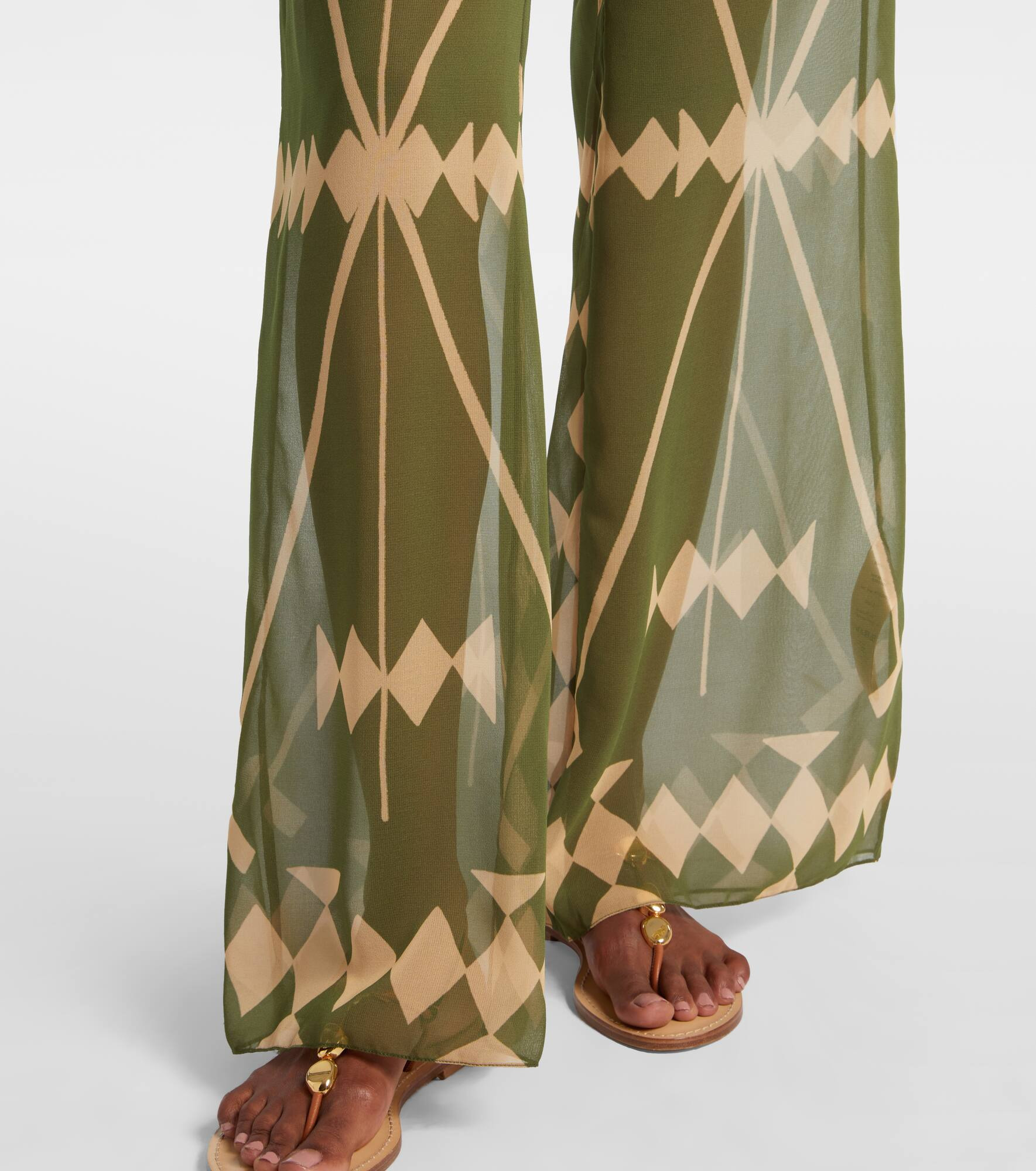 Printed sheer chiffon palazzo pants - 5