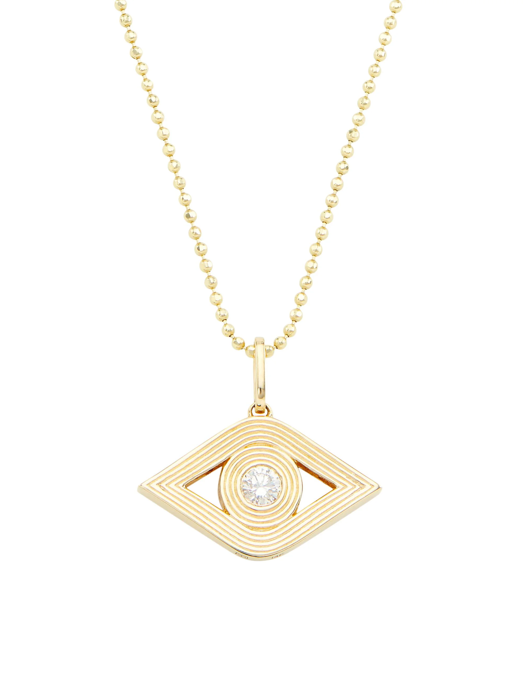 Women's 14K Yellow Gold & 0.19 TCW Diamond Evil Eye Pendant Necklace - 1