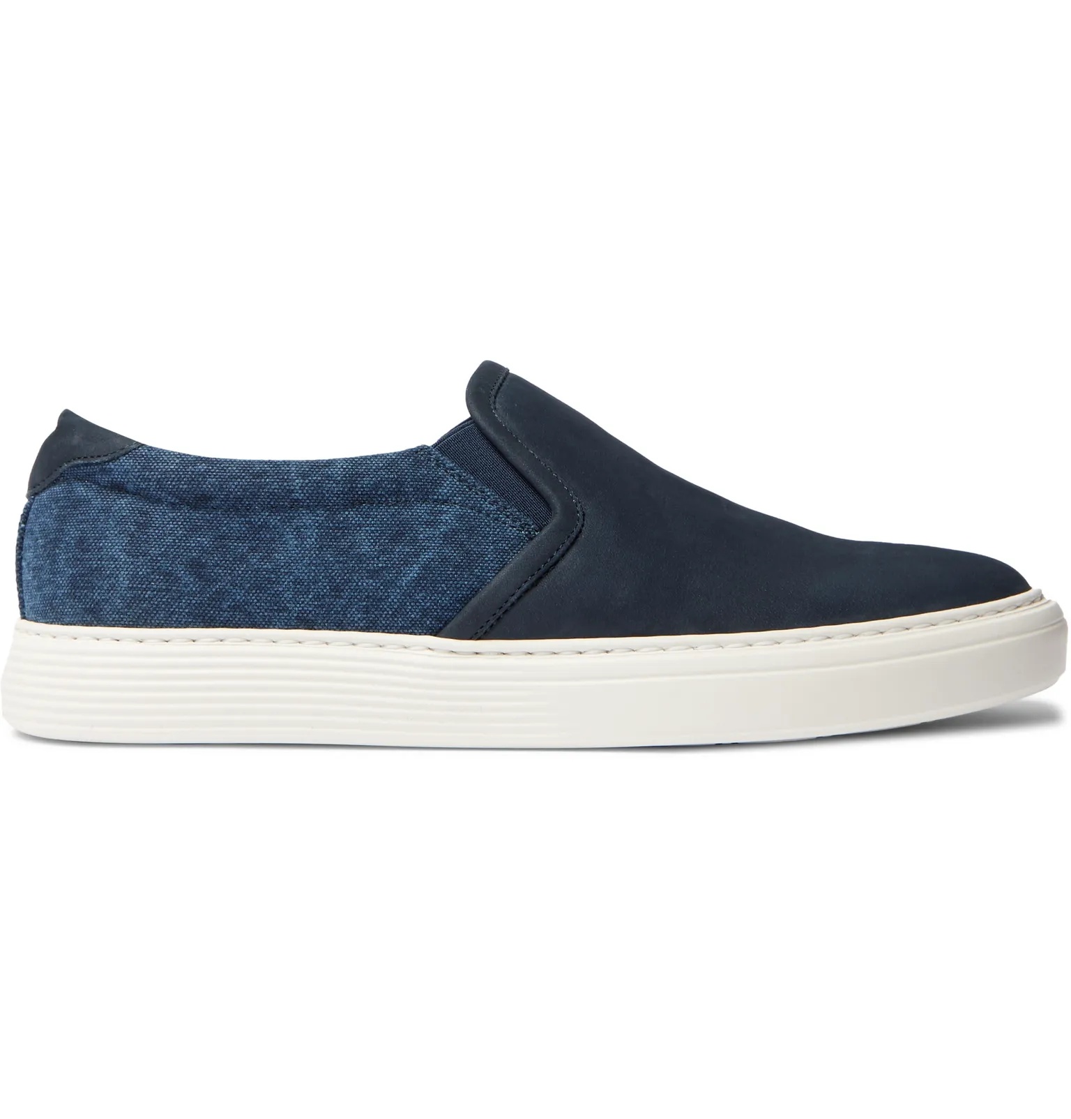 Nubuck and Canvas Slip-On Sneakers - 1