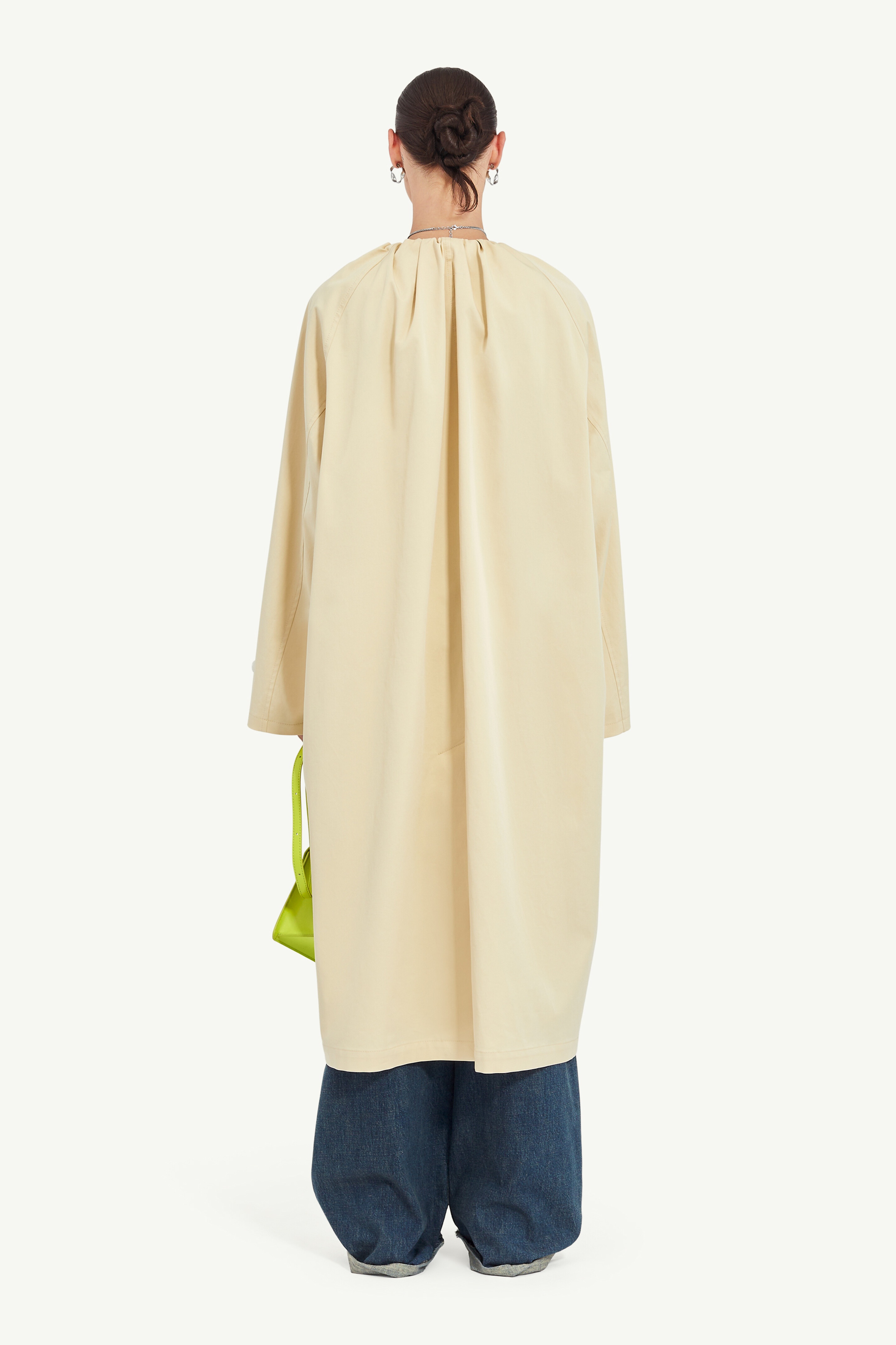 Gathered Neck Trench Coat - 4