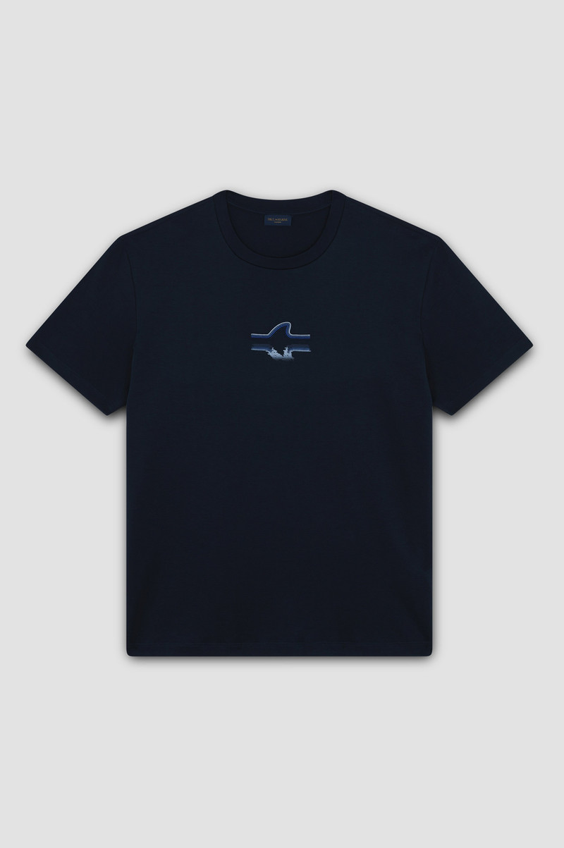 SUPIMA®의 T-SHIRT FIN EMBROIDERY를 가진 COTTON JERSEY - 1