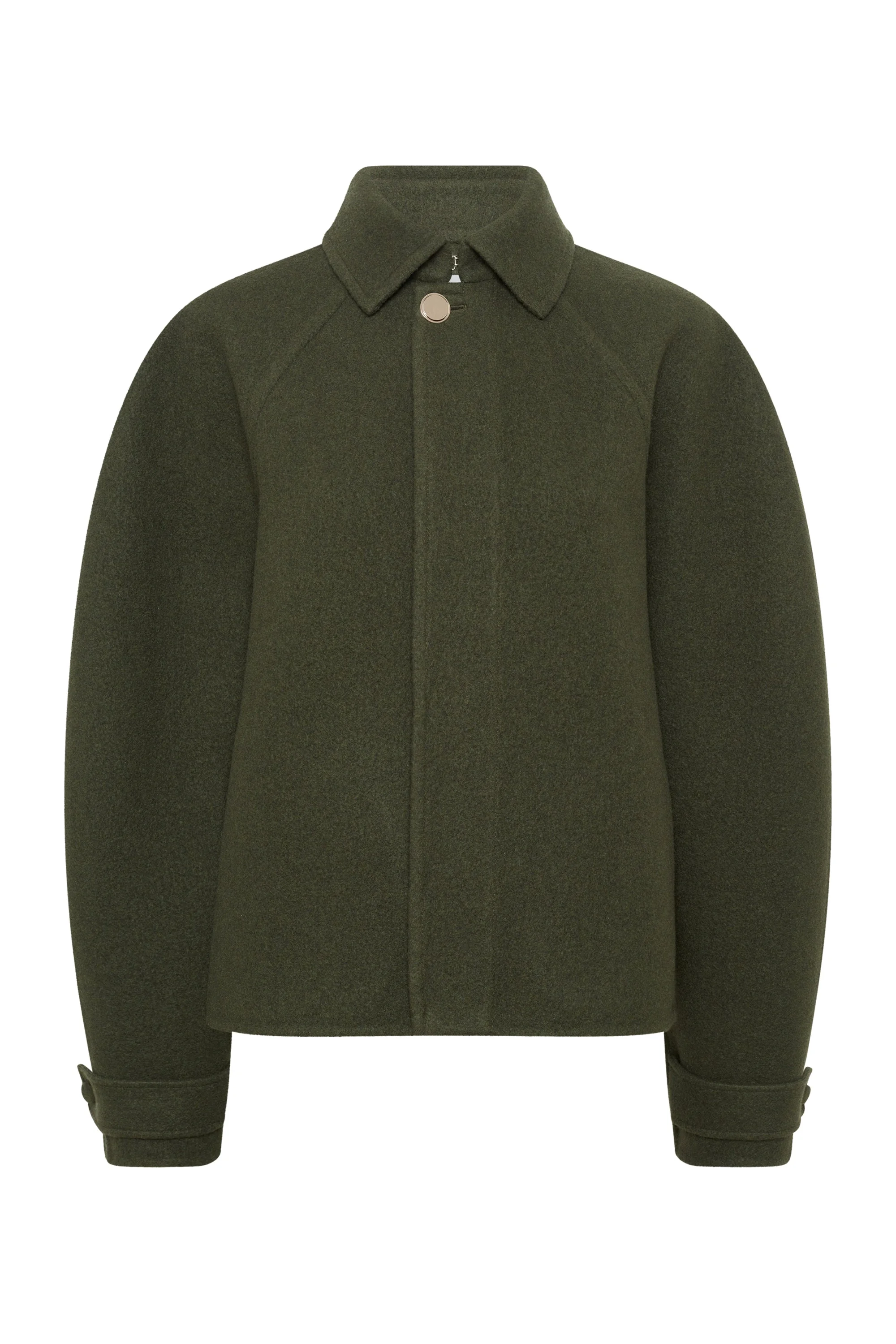 Ombu Cocoon Jacket in Deep Olive Cashmere Felt - 1