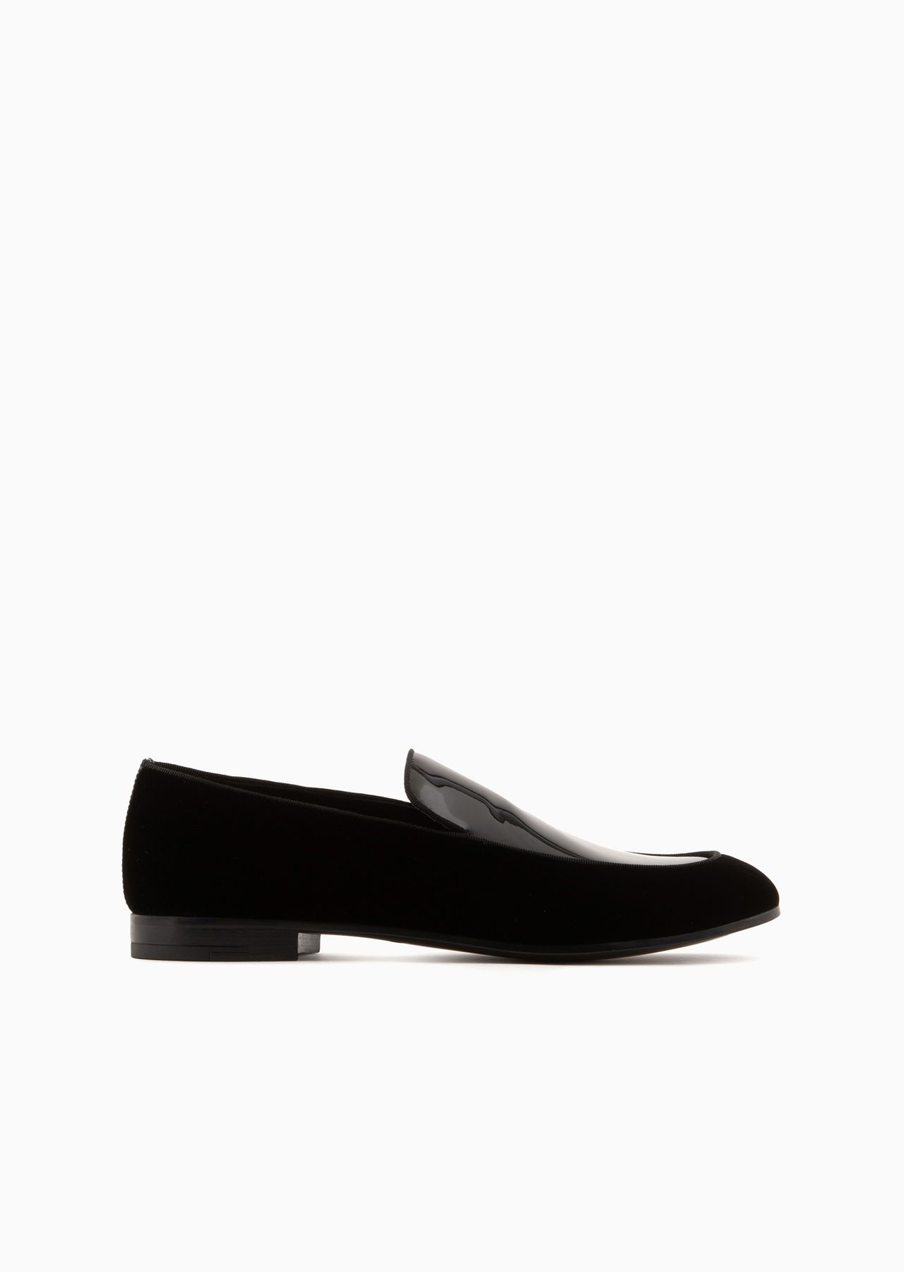 Velvet loafers with patent-leather detail - 1