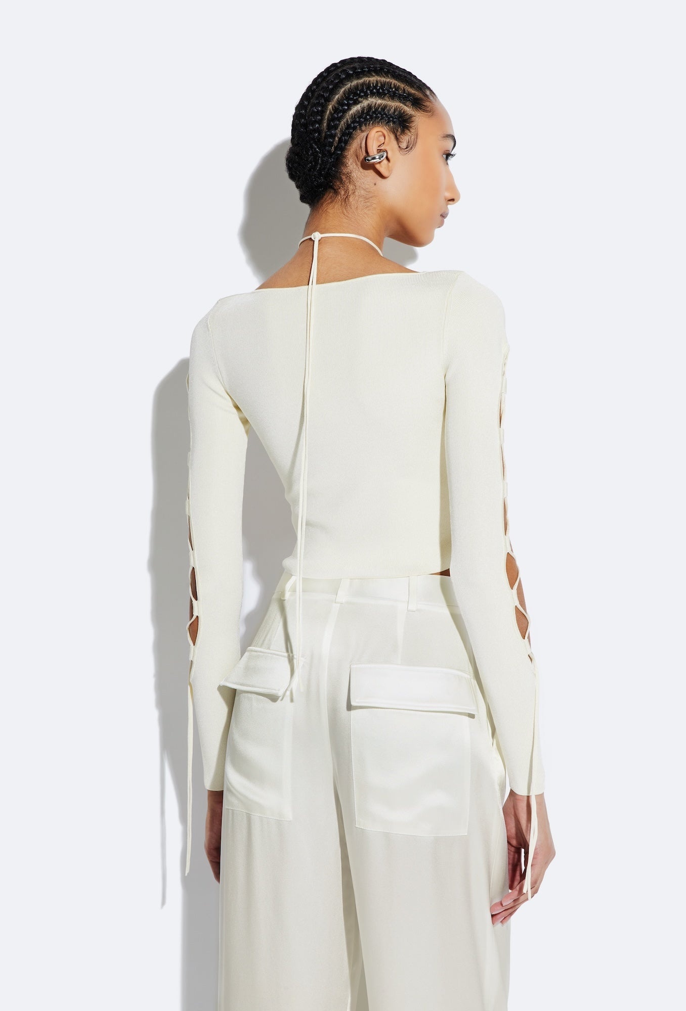 Shiny Viscose Lace-Up Top - 3