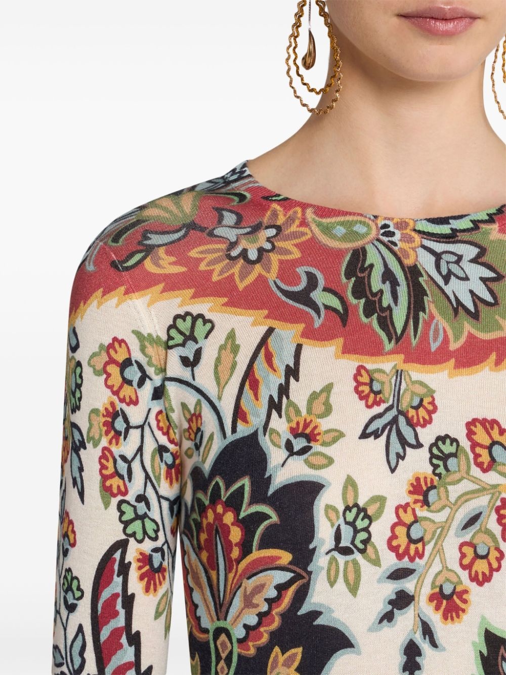paisley-print knitted top - 4