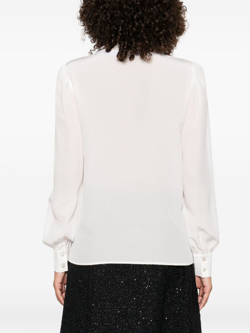 lace-trimmed collared blouse - 4