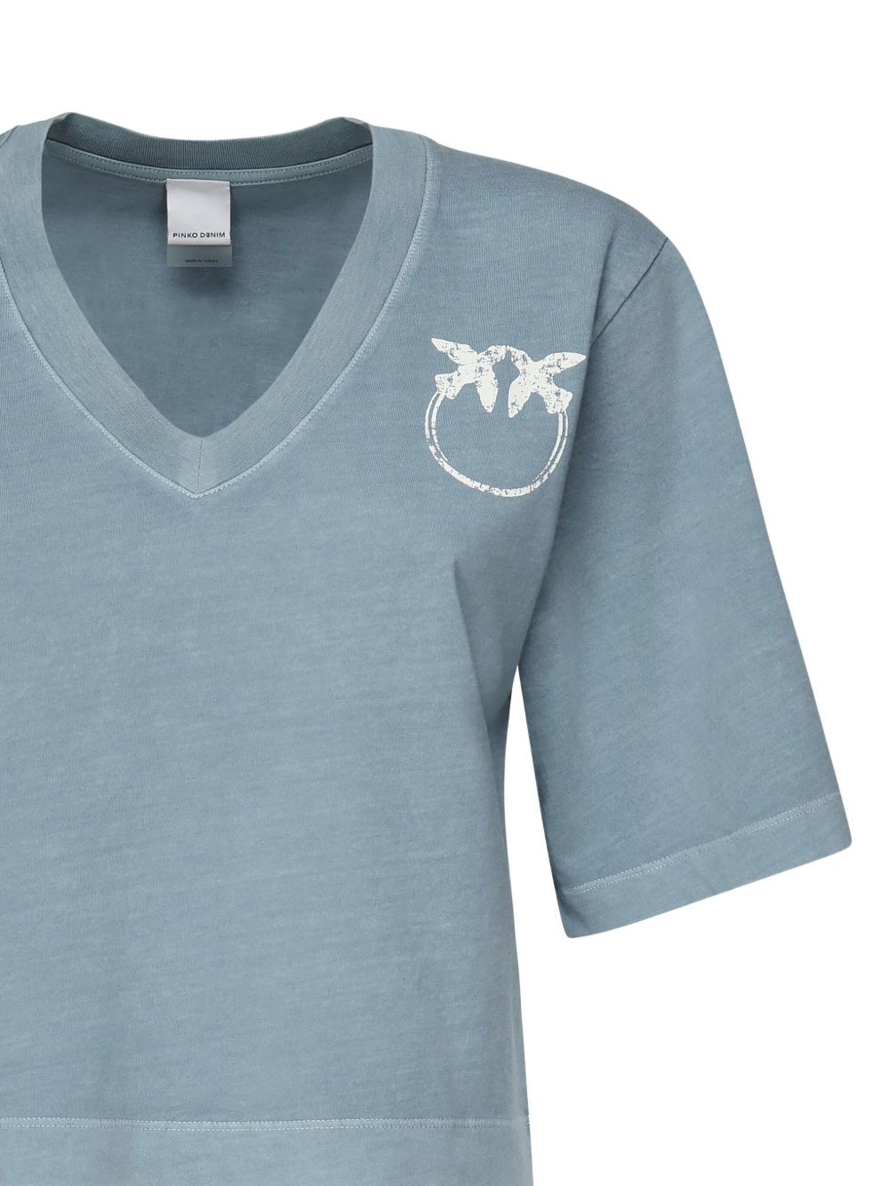 logo-embellished V-neck T-shirt - 3
