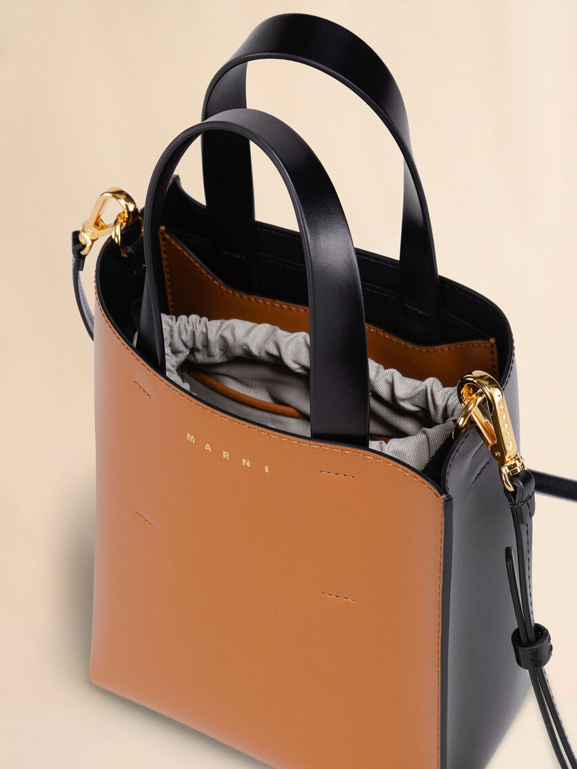 MUSEO MINI BAG IN BROWN AND BLACK LEATHER - 4