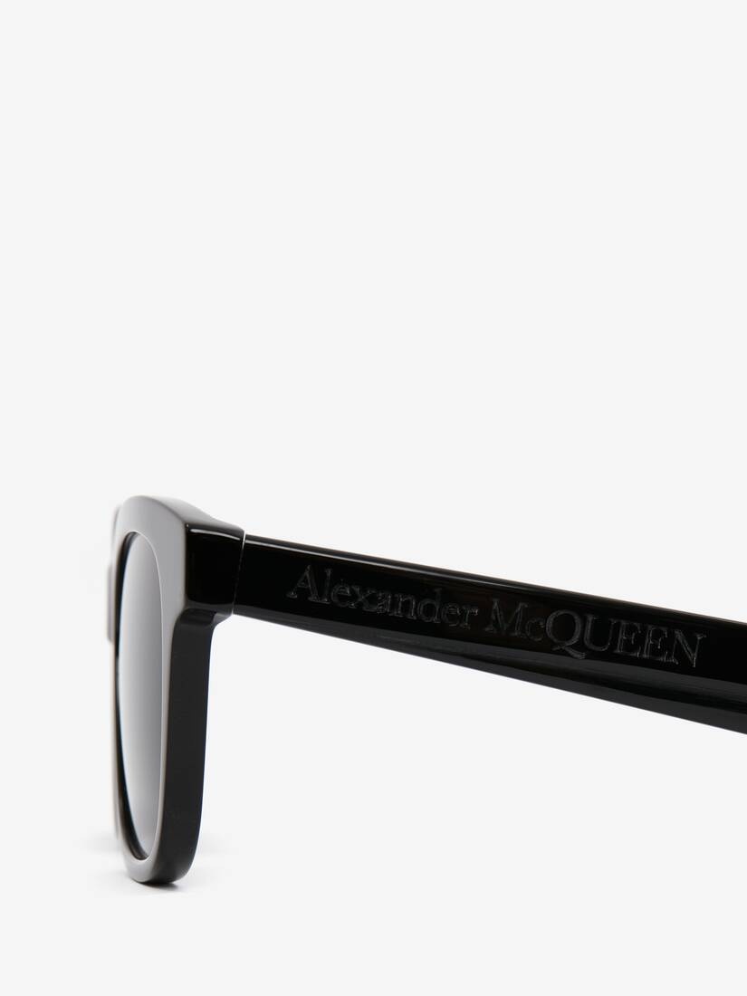 Men's McQueen Angled Rectangular Sunglasses in Black - 4