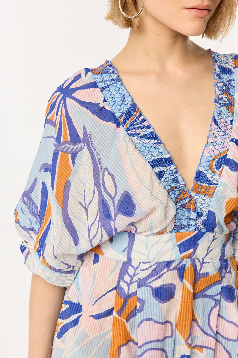 Short Jumpsuit Chantal - Blue Macro Lilium 4