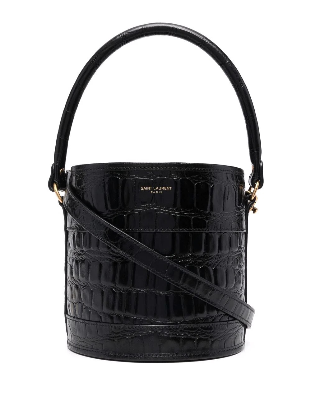 crocodile-effect embossed bucket bag - 1