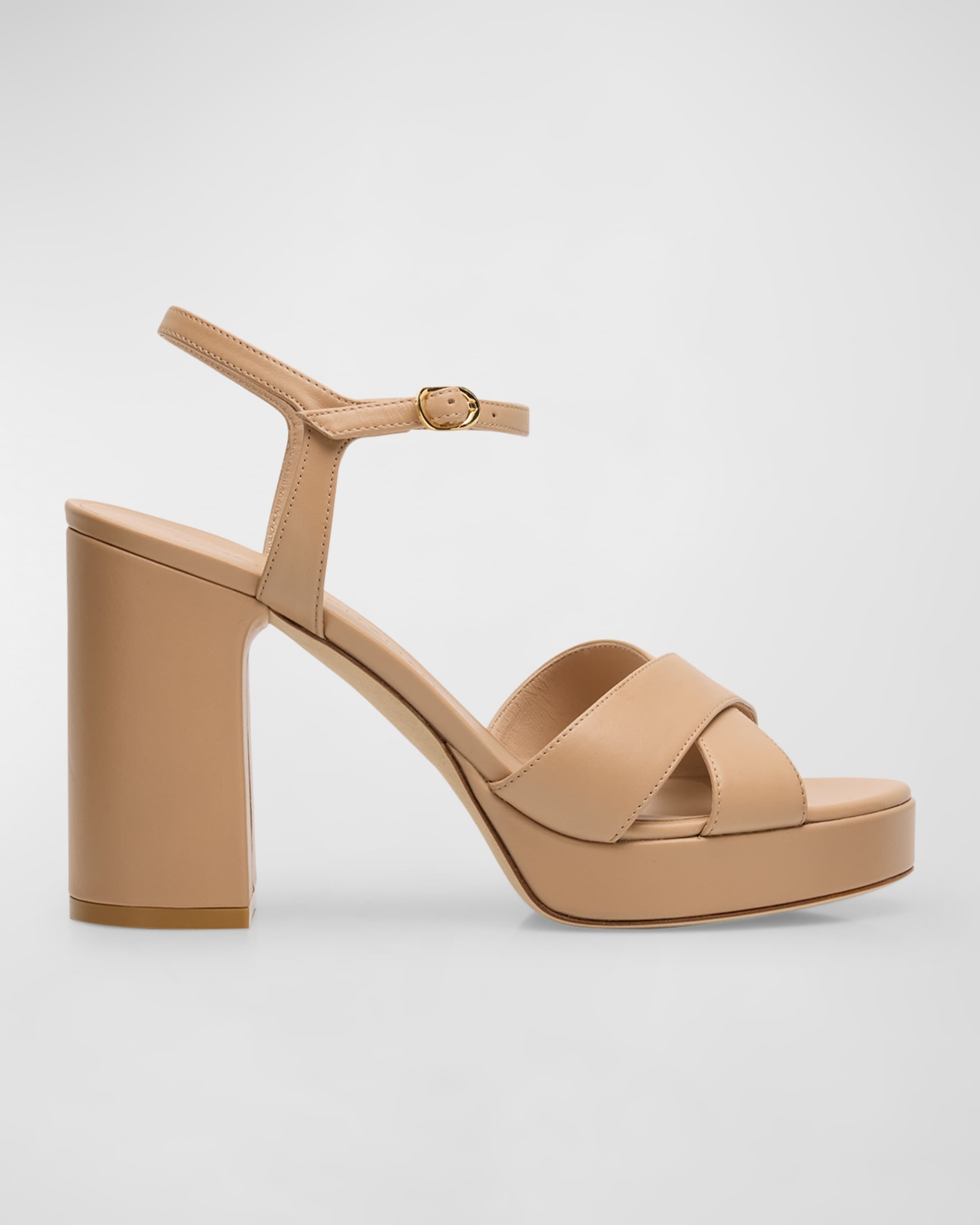 Dayna Leather Crisscross Platform Sandals - 1