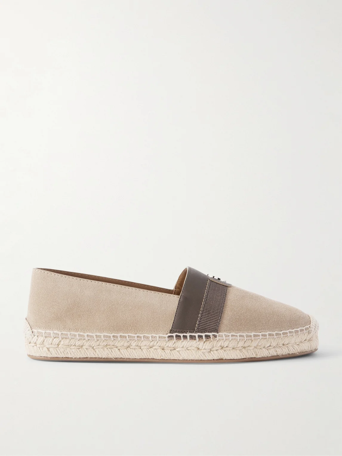 Alfarica Logo-Embellished Leather and Grosgrain-Trimmed Suede Espadrilles - 1