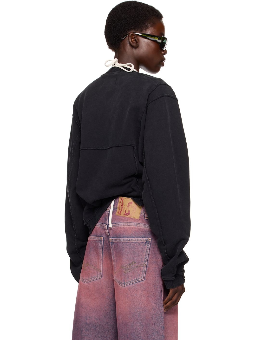 SSENSE Exclusive Black Shrunken Zip Up Crew Jacket - 3