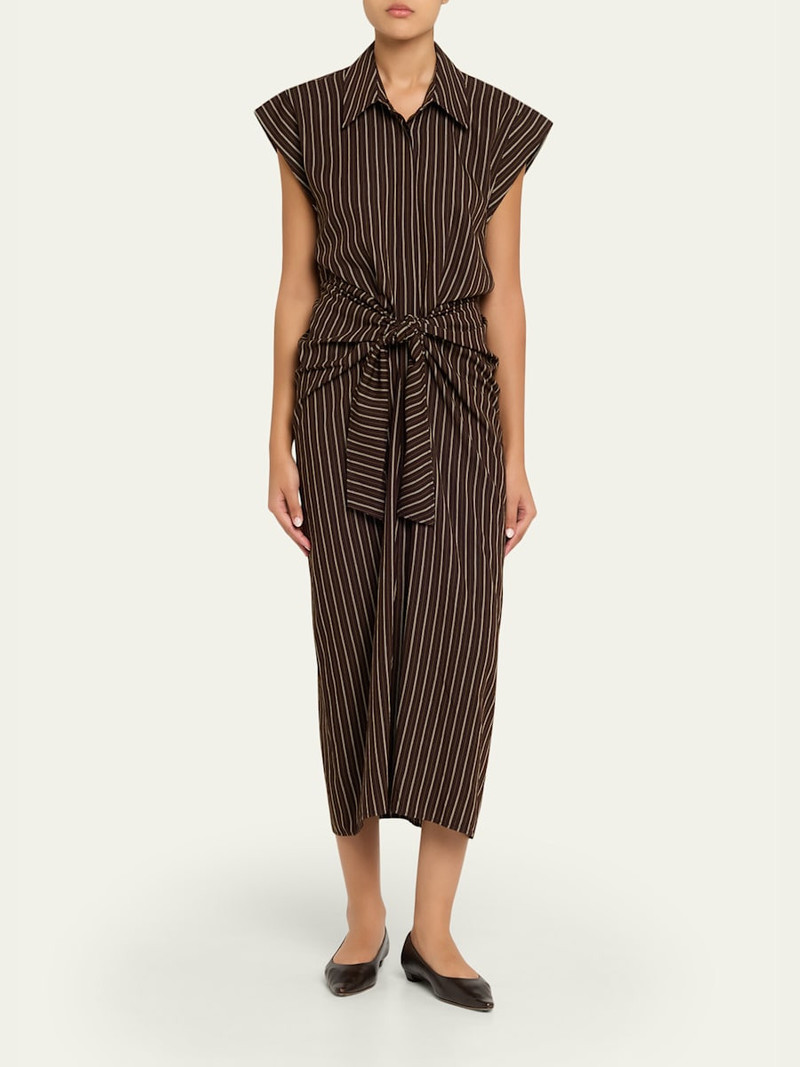 A.L.C. Emilia Pinstripe Draped Tie-Waist Shirtdress outlook