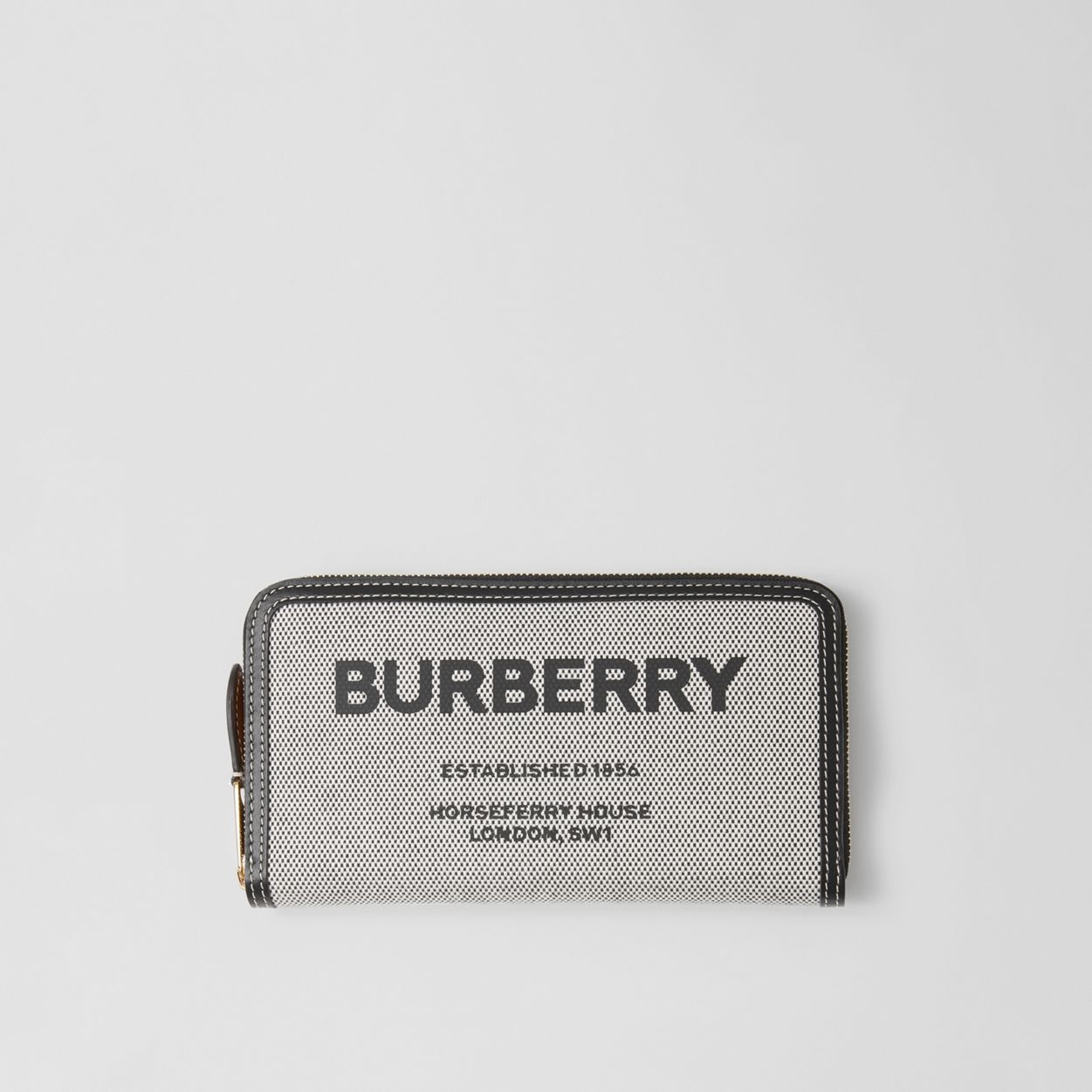 Horseferry Print Canvas and Leather Ziparound Wallet - 1