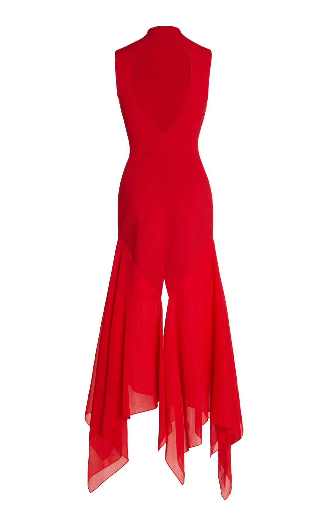 KNIT DRESS WITH ORGANZA INSERTS RED - 9
