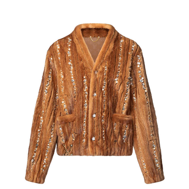 Made To Order Embellished Mink Cardigan 1
