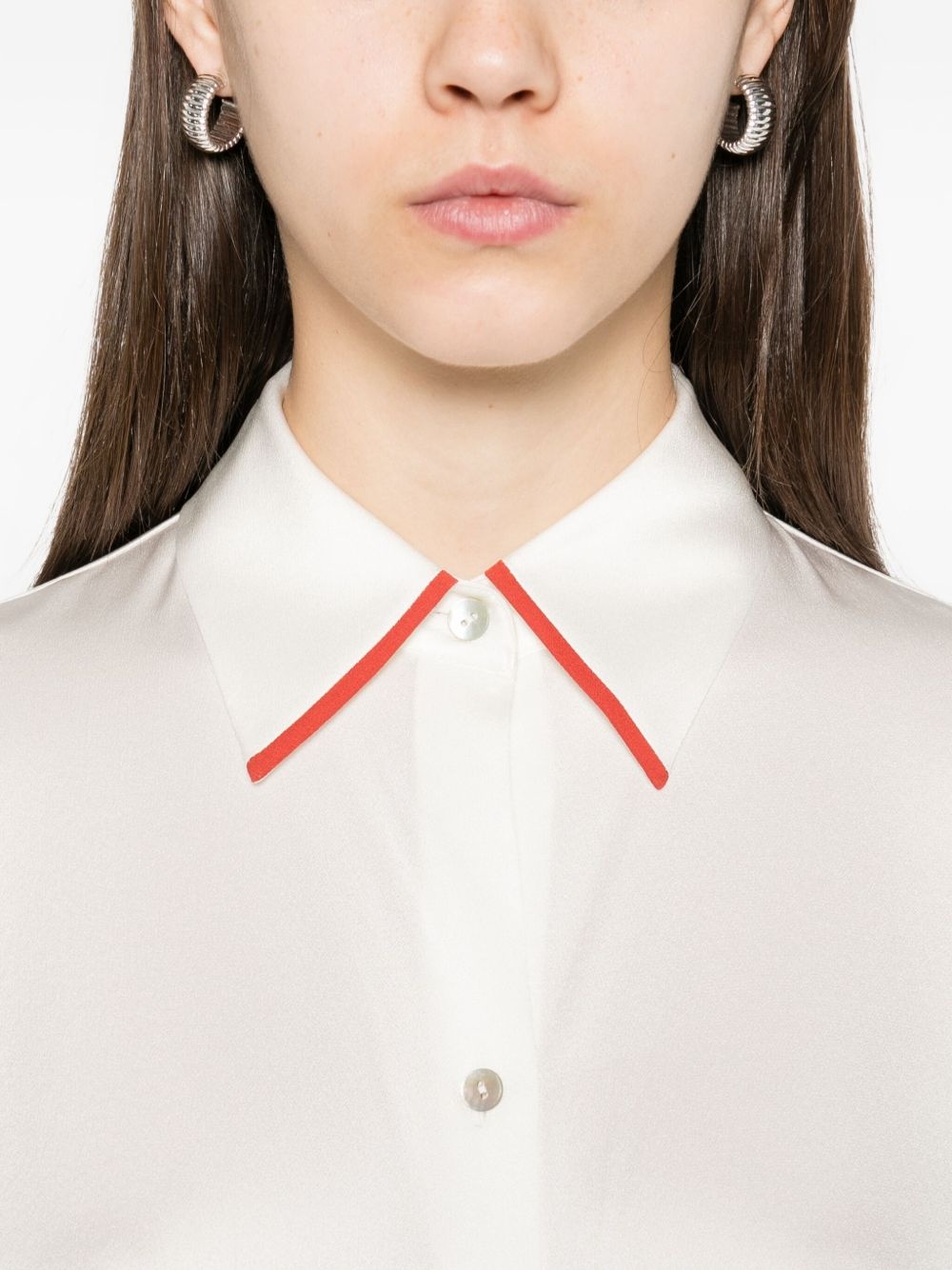 collar-detail silk shirt - 5