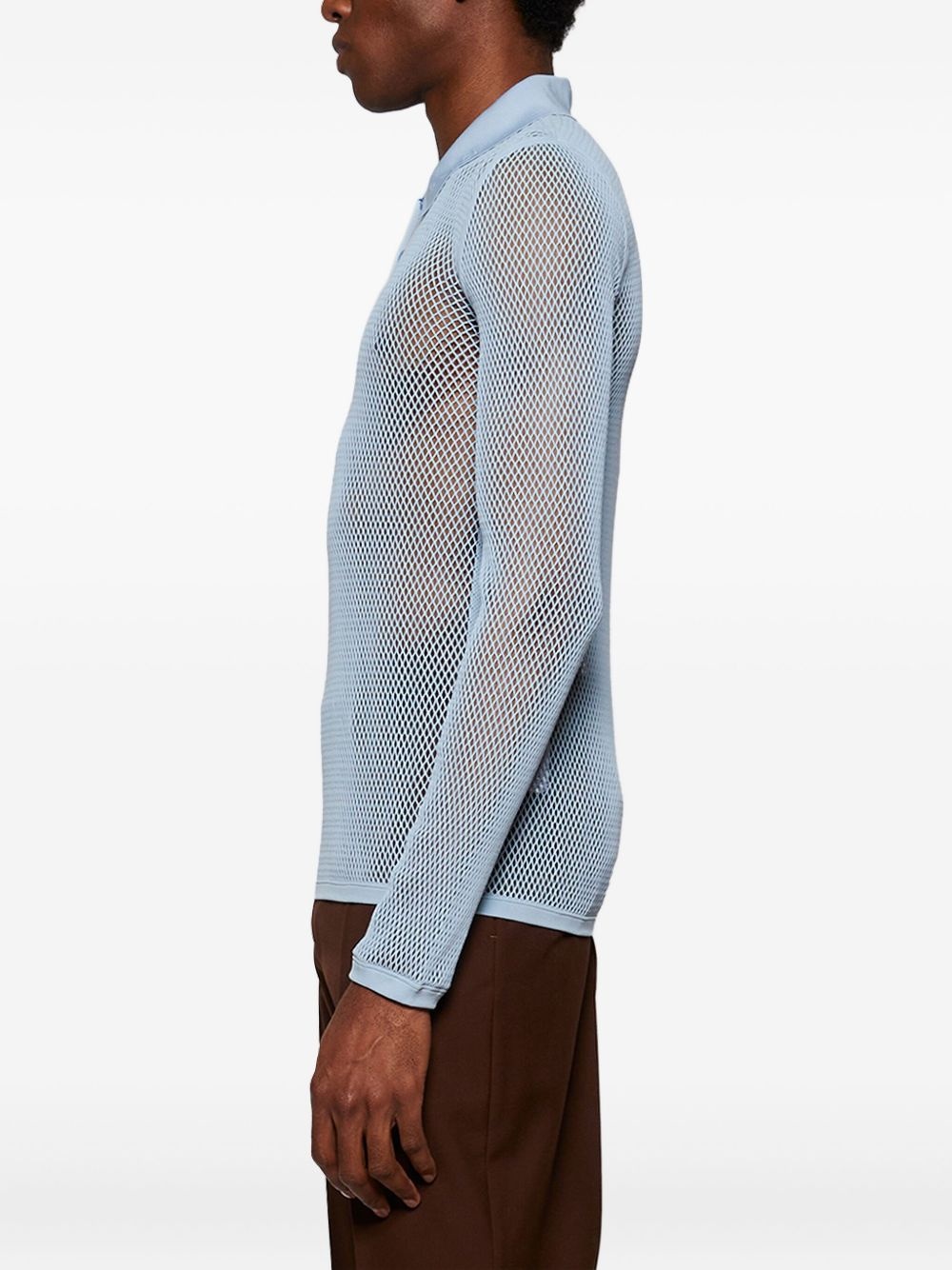 long-sleeve mesh polo shirt - 4