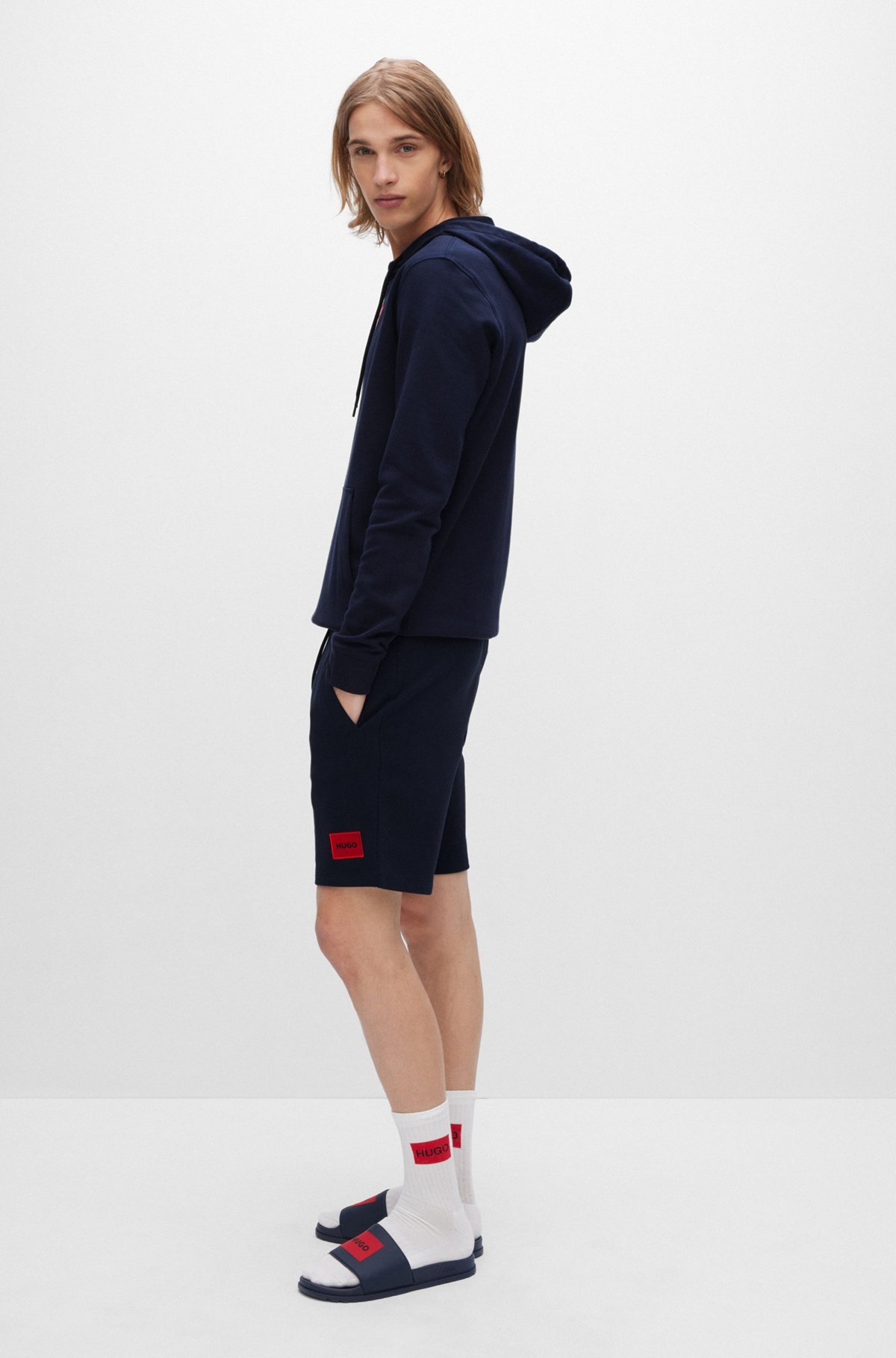 COTTON-TERRY REGULAR-FIT SHORTS WITH LOGO LABEL - 3