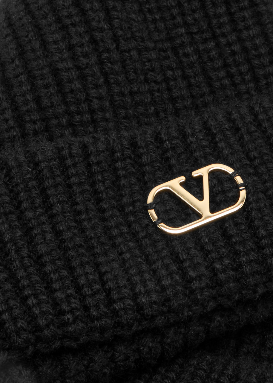 Valentino Garavani V-logo Ribbed Cashmere Beanie - 2