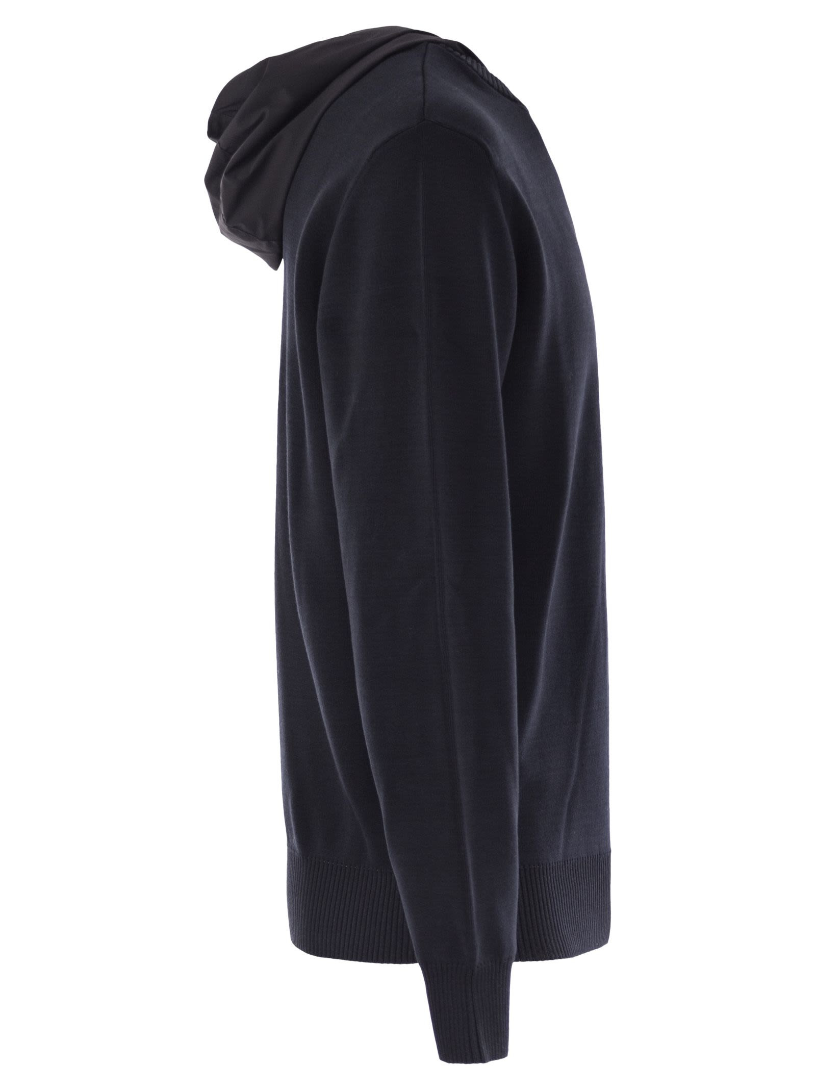 Herno Men Resort Double Cotton Knit And Nylon Hoodie - 3