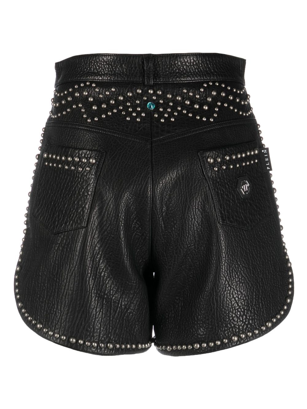 stud-embellished leather hot pants - 2