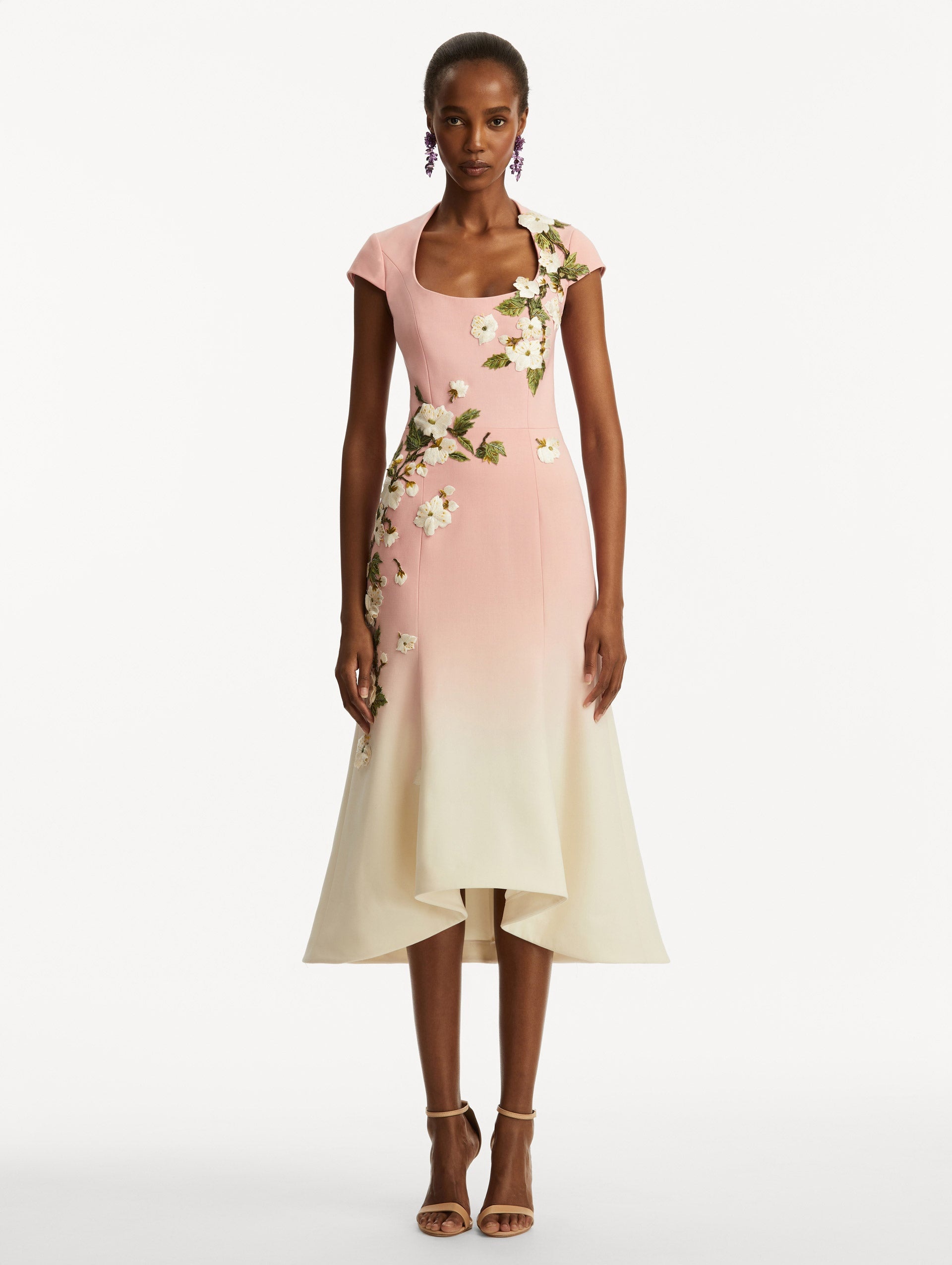 CHERRY BLOSSOM EMBROIDERED OMBRÉ DRESS - 2