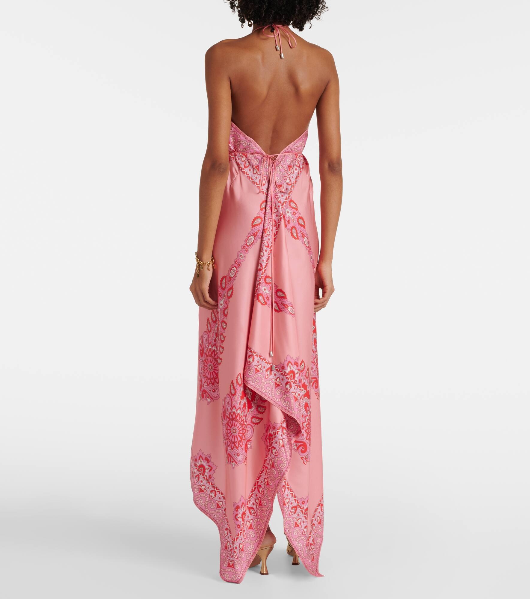Paisley asymmetric silk midi dress - 3