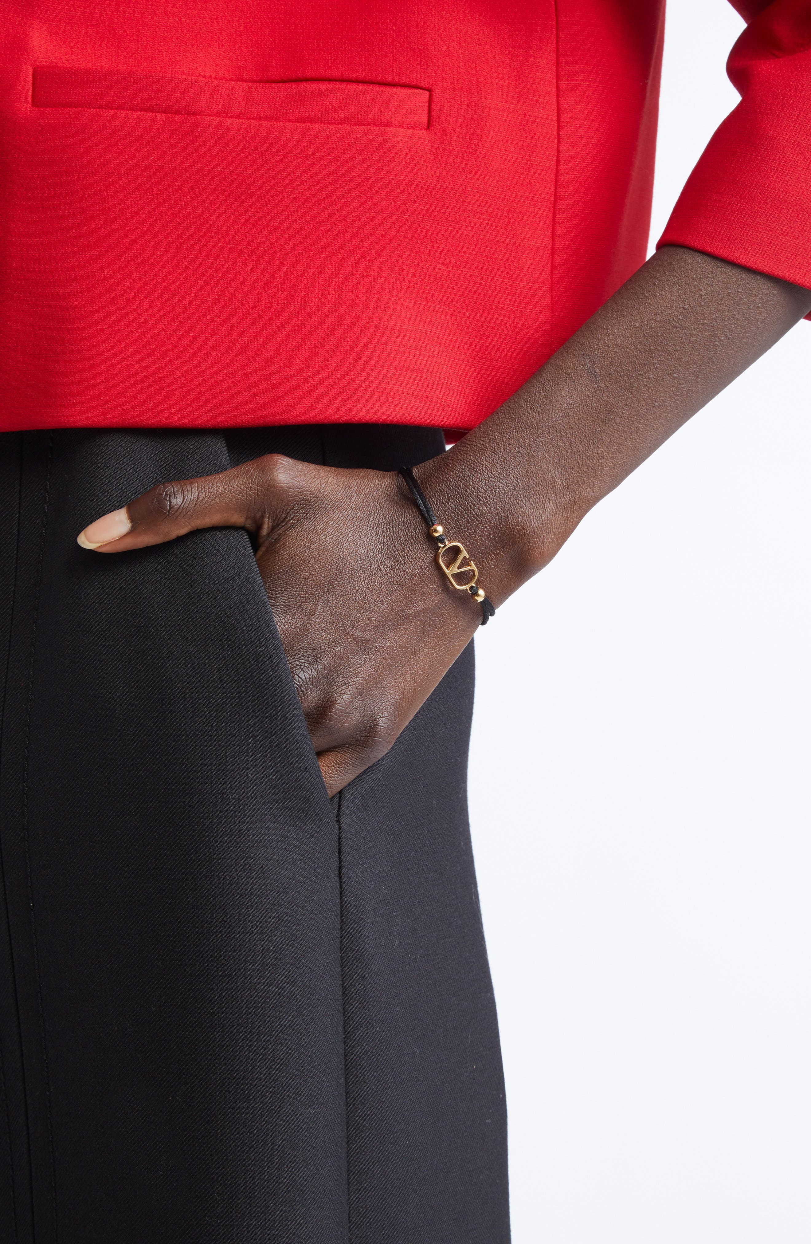 Valentino Garavani VLOGO Signature Cord Bracelet in Nero at Nordstrom - 2