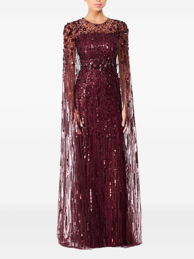 JENNY PACKHAM Ruby sequin-embellished cape maxi dress outlook