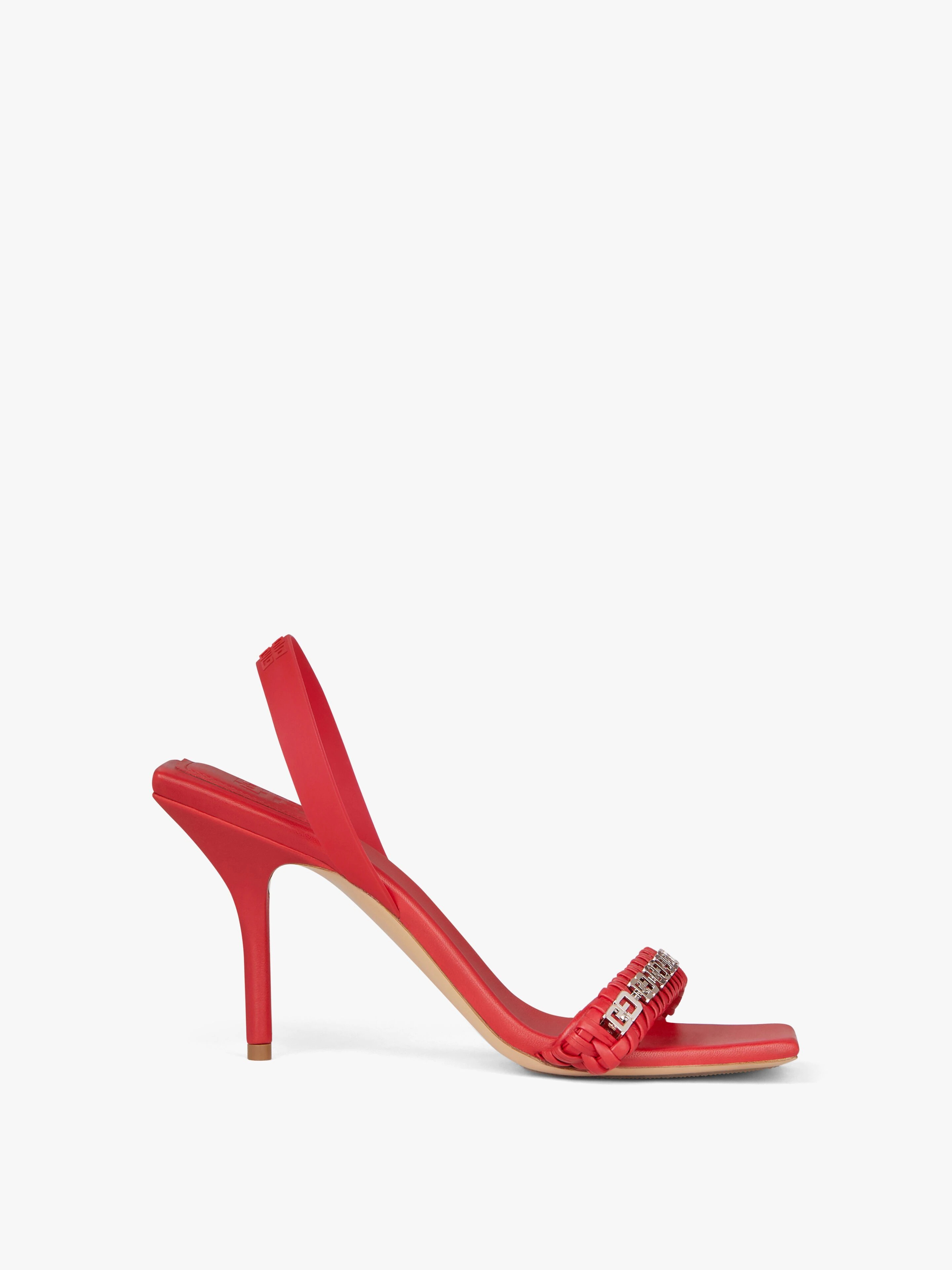 G WOVEN SANDALS IN BRAIDED LEATHER WITH CHAIN - 1