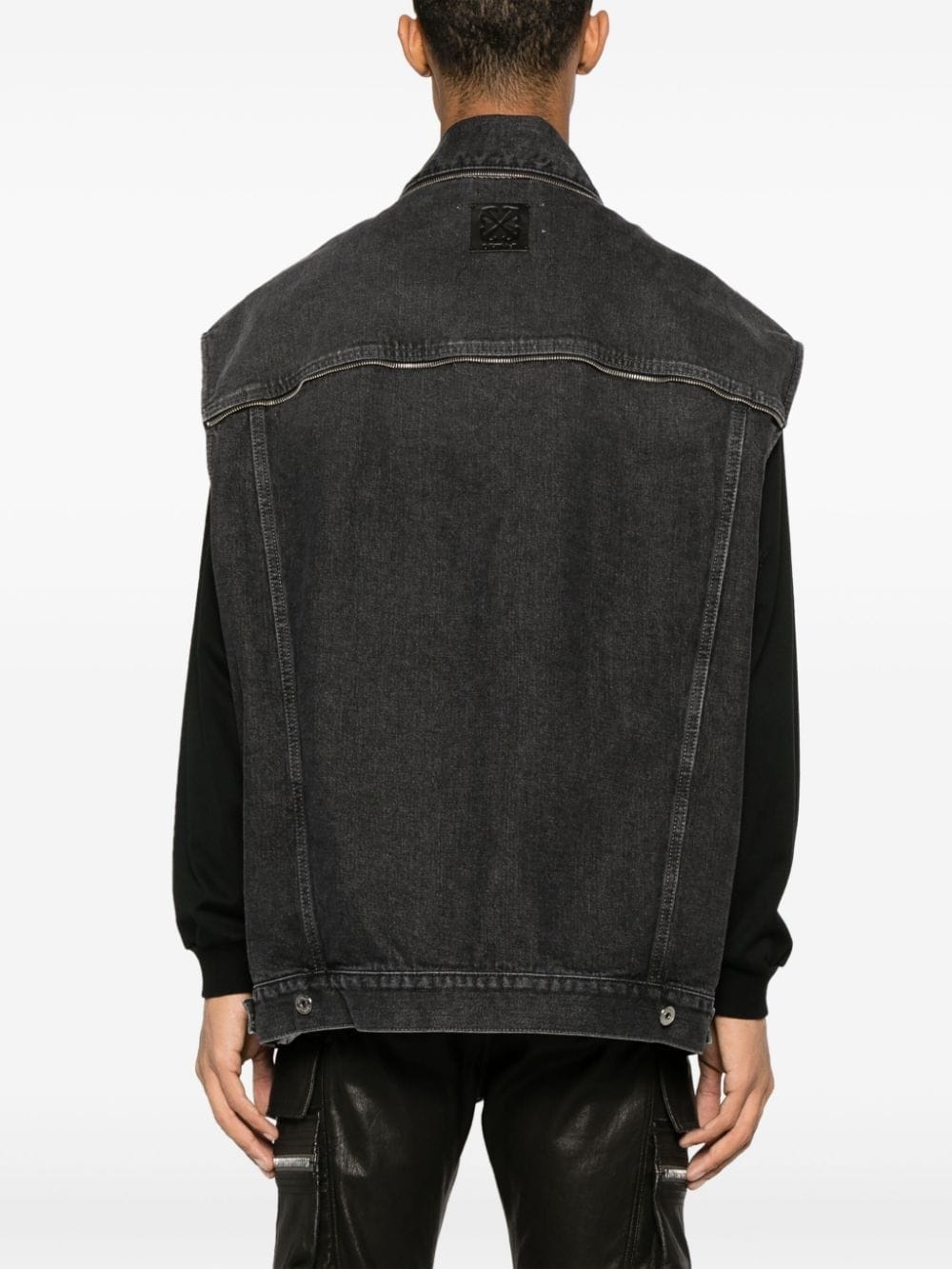 zip-embellished denim gilet - 4