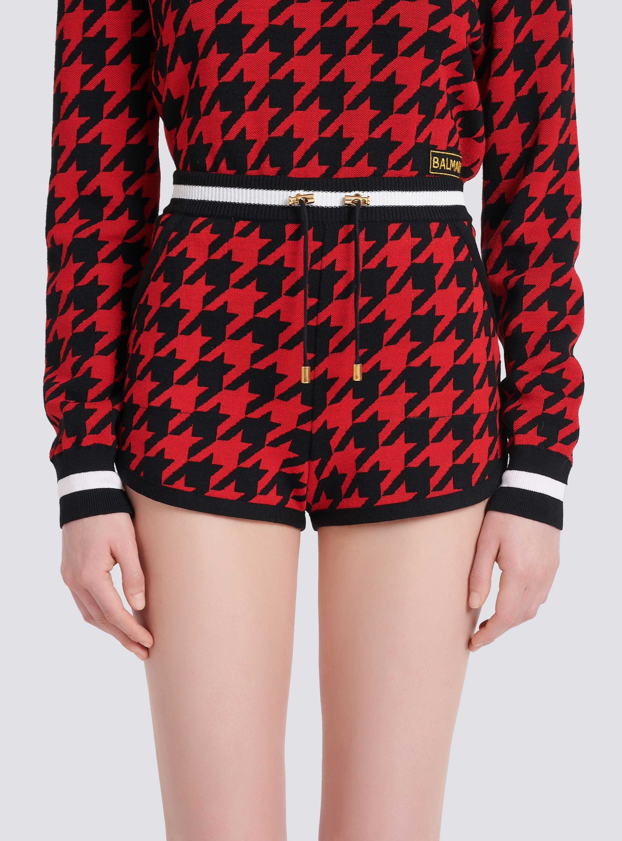 Houndstooth print knit shorts - 6