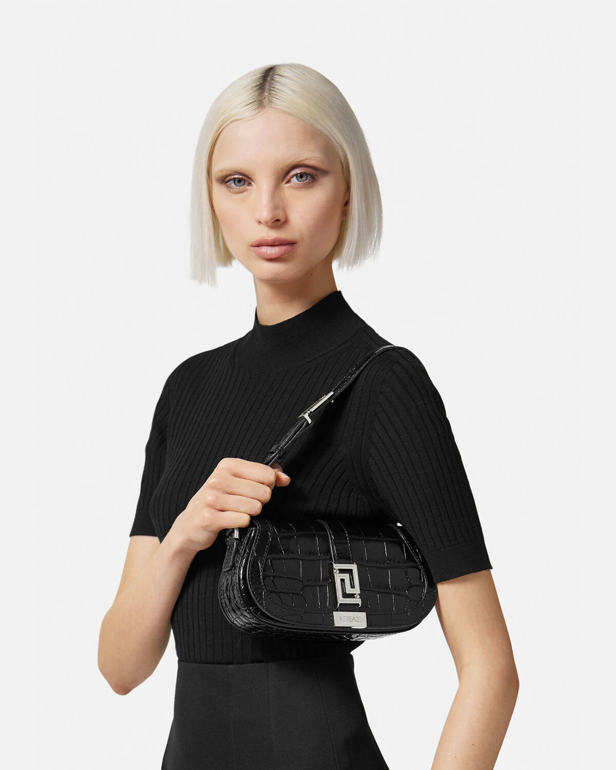 Croc-Effect Greca Goddess Mini Bag - 6