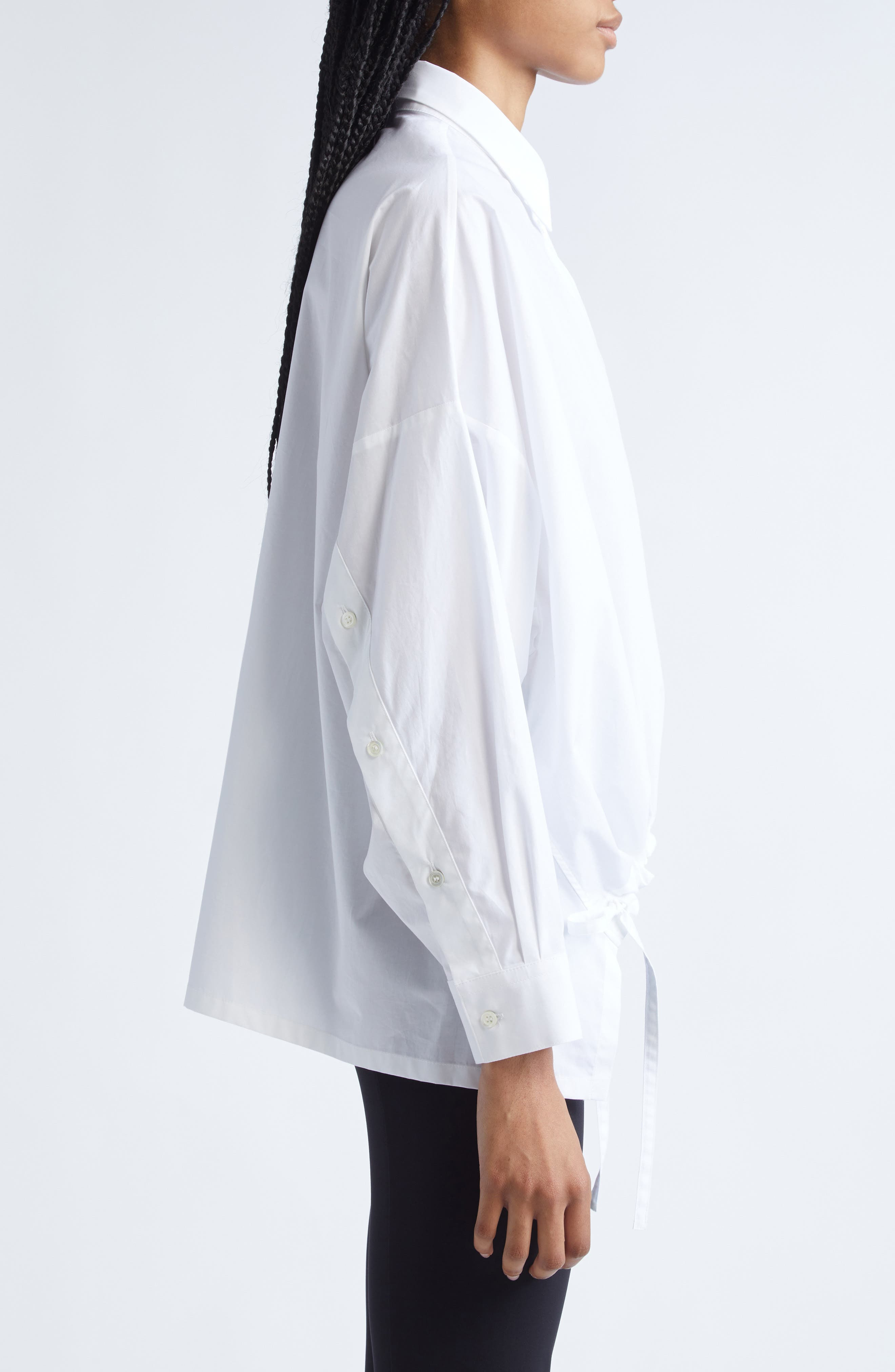 Emporio Armani Oversize Cotton Poplin Button-Up Shirt in White at Nordstrom - 4