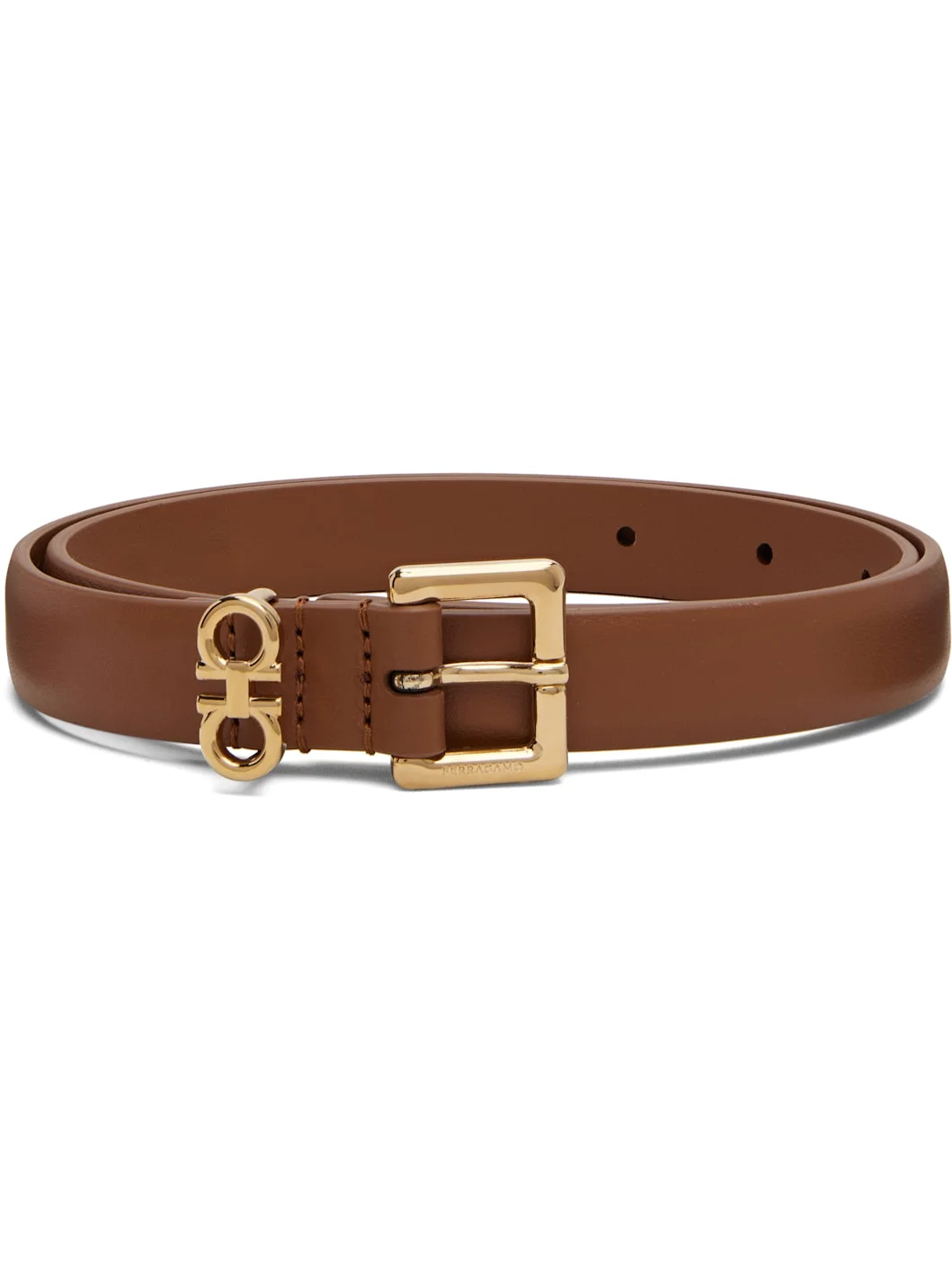 Brown Fixed Gancini Belt - 1