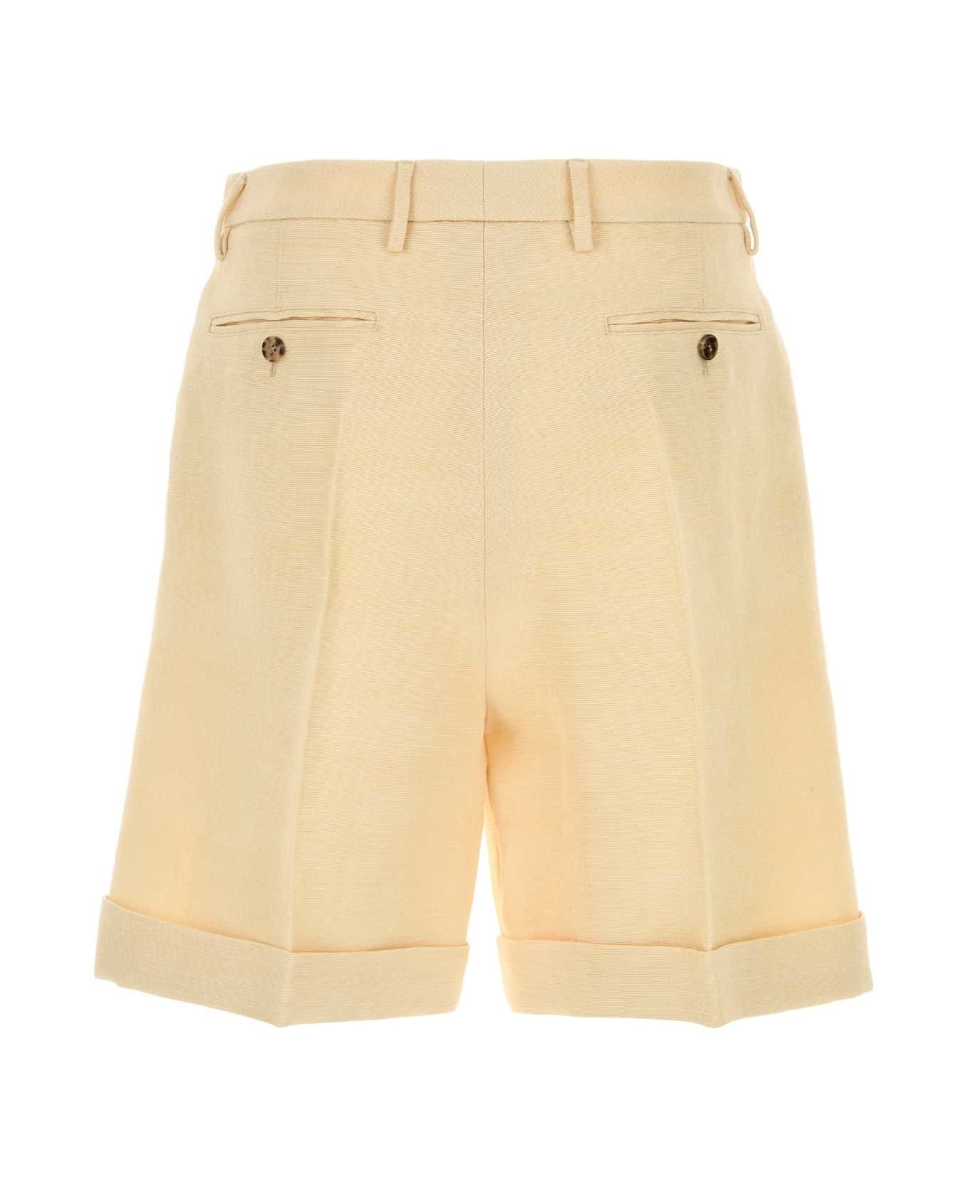 Cream Jute Bermuda Shorts - 2